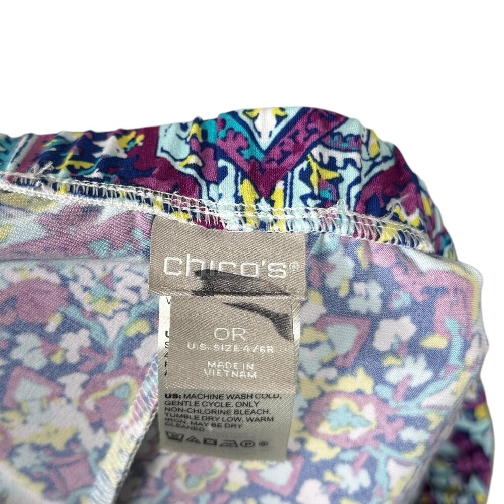 Chicos Block Print Palazzo Pants Size 0R 0 Regular US 4 / 6 Regular Multicolor - Picture 4 of 8